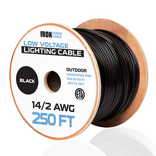 142 Low Voltage Landscape Wire - 250ft Outdoor Low-Voltage Cable for Landscape Lighting Black