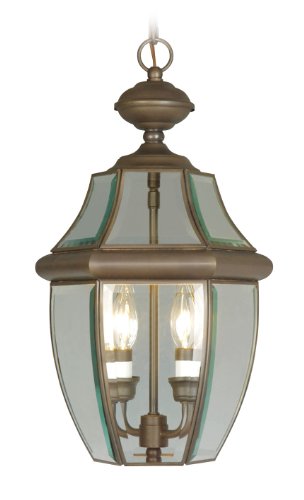 Livex Lighting 2255-07 Monterey 2 Light Outdoor Bronze Finish Solid Brass Hanging Lantern  with Clear Beveled Glass