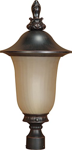 Nuvo Lighting 602511 Parisian Outdoor Post Lantern with Photocell  Champagne Glass Old Penny Bronze