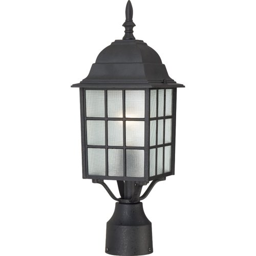 Nuvo Lighting 604909 Adams One Light Post Lantern 100 Watt A19 Max Frosted Glass Textured Black Outdoor Fixture