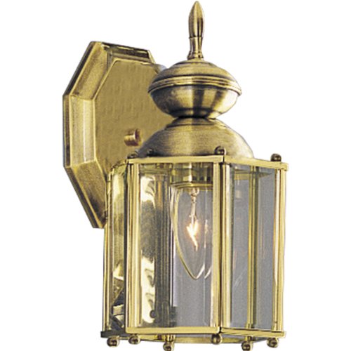 Progress Lighting P5756-10 Wall Lantern With Beveled Glass Panels Open Bottom Polished Brass