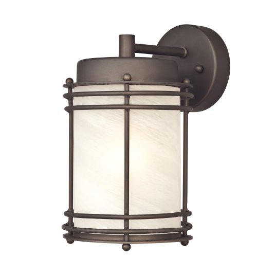 6230700 Parksville One-Light Outdoor Wall Lantern Oil Rubbed Bronze Finish with White Alabaster Glass