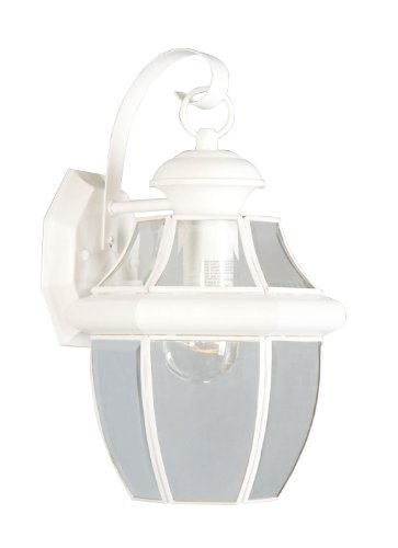 Livex Lighting 2151-07 Monterey 1 Light Outdoor White Finish Solid Brass Wall Lantern with Clear Beveled Glass