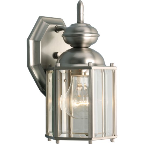 Progress Lighting P5756-09 Wall Lantern with Beveled Glass Panels Open Bottom Brushed Nickel