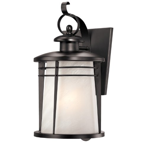 Westinghouse 6674200 Senecaville One-light Exterior Wall Lantern Weathered Bronze Finish On Steel With White