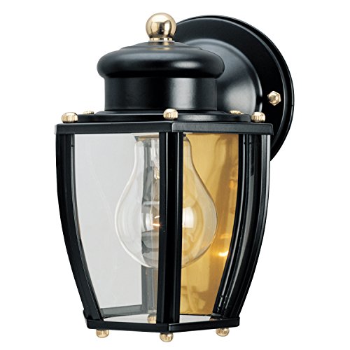 Westinghouse 6696100 One-light Exterior Wall Lantern Matte Black Finish On Steel With Clear Curved Glass Panels