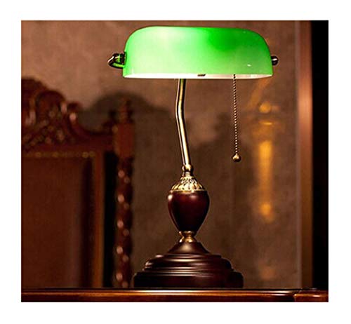 HN Lighting Antique Style Emerald Green Glass Desk LightLiving Room Bedroom Traditional Bankers Lamp