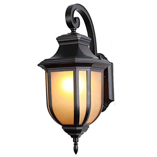 DWW Antirust Outdoor Rustic Wall Sconce Waterproof Light Fixtures Large Black Wall Lamp with Glass Shade Durable Wall Light for Garage Yard Porch
