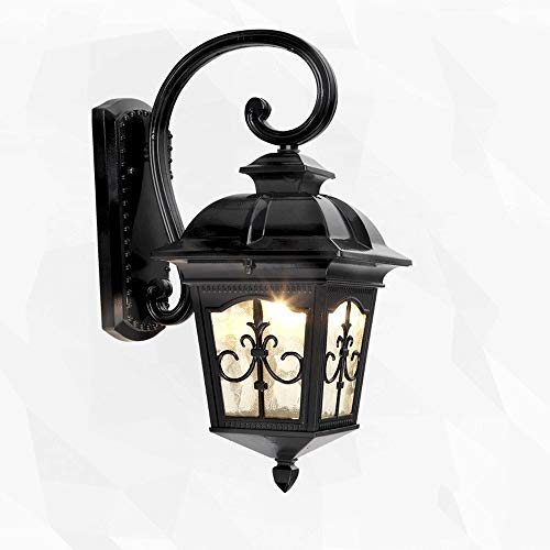 ZSAIMD Outdoor Matt Black Wall Lantern Light with Cathedral Lead Glass Creative Outdoor Wall Lantern Exterior Wall Sconces Waterproof Light Fixture for Luminaire Balcony Patio Porch E27
