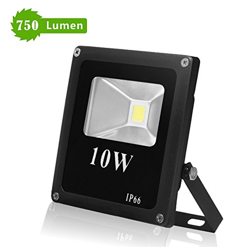 Meikee 10W Outdoor LED Flood Lights750 Lumen 60W Halogen Bulb EquivalentIP66 Waterproof Outdoor Floodlight Security LightsDaylight White