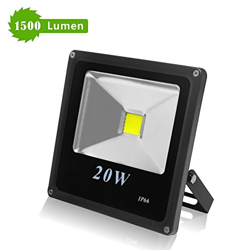 Meikee 20W Outdoor LED Flood Lights1500 Lumen 100W Halogen Bulb EquivalentIP66 Waterproof Outdoor Floodlight Security LightsDaylight White