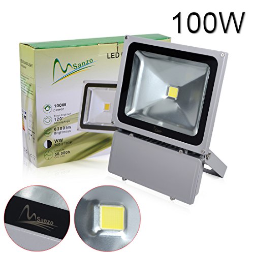 SanzoÂ 100W Watt Cool White LED Flood Light Spotlight High Power Super Bright Waterproof Outdoor Floodlight for Garden Yard Building Warehouse Factory etc