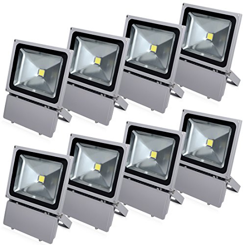 Sinuotereg 100w Super Bright Outdoor LED Flood Lights Brightness 6300 Lm Life Span 50000 Hours Waterproof Outdoor Floodlight Lamp Lights for Construction Building Advertisement Billboard  Landscape Yard  Garden  Swimming Pool Restaurant Hotels  Pa