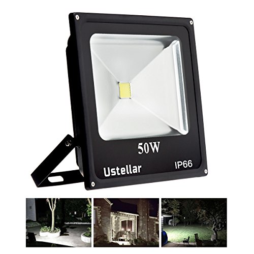 Ustellar 50W Outdoor LED Flood Lights IP66 Waterproof 3750 Lumen Super Bright Floodlight Equivalent to 150W HPS Bulb 6000K Security Lights Daylight White