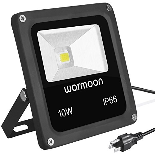 Warmoon Outdoor Led Flood Light 10w Daylight White 6500k Waterproof Security Lights With Us 3-plug For Garden