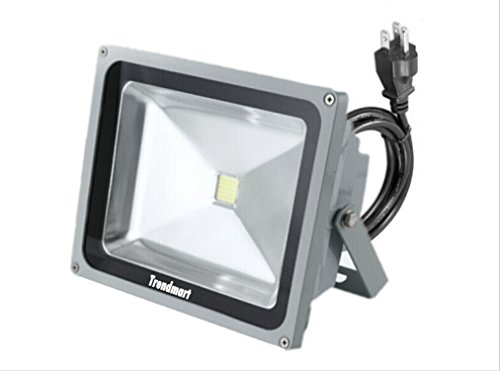 Outdoor Led Floodlight Lamp 50w Cool White with Standard 3 Pin Plug Flood Light Waterproof Ip 65 Landscape Lighting 50 Watts