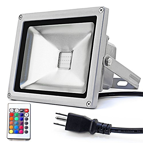 Zitrades Flood Light 20w Rgb Floodlight Led Security Light Outdoor Indoor Lighting With 16 Different Color Changing