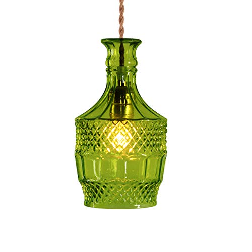 FL-61489A-GR American Simple Pendant Lights Living Table Pendant Lamps Green Glass Chandeliers Retro Hanging Lamp for Dining Room Bedroom Green