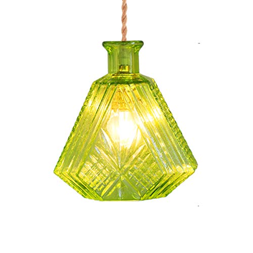FL-61489C-GR American Simple Pendant Lights Living Table Pendant Lamps Green Glass Chandeliers Retro Hanging Lamp for Dining Room Bedroom Green