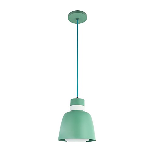 MINGZE Modern Metal Pendant Light with Frosted Glass Shade Green Finish Interior Light Pendants Hanging Ceiling Lamp for Dining Room Study Living Room Bedroom Cafe Shop