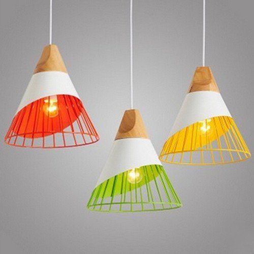 Qiaoba- Retro Lighting Living RoomBedroomKitchenBarRestaurantAisleBalcony Wood Aluminum Pendant Light singlegreen