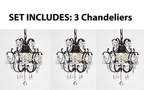 Chandeliers Wrought Iron Crystal Chandelier Island Pendant Lightingnbsph14&quot W11&quot set Of 3
