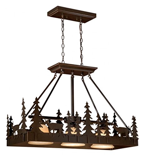 Vaxcel Usa Pd55436bbz Bryce 3 Light Rustic Island Pendant Lighting Fixture In Bronze Glass