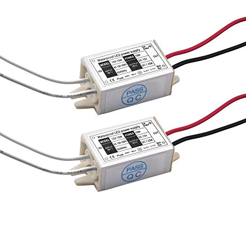 DC 12V LED Power Supply Driver Transformer Lustaled 15W Waterproof IP67 LED Switching Power Supply for LED Strip Lights G4 MR11 MR16 LED Light Bulbs 2-Pack