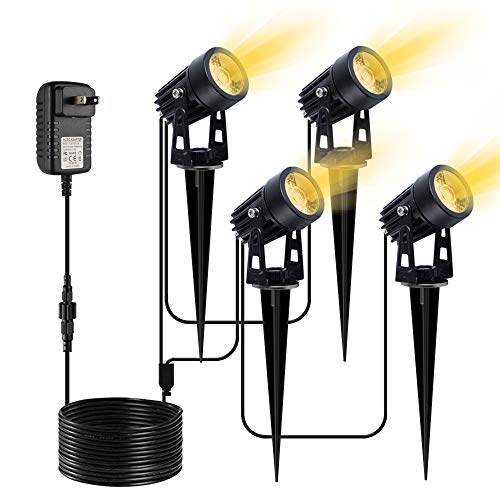 VOLISUN Low Voltage Landscape Lights with Transformer12V Outdoor LED Spotlight Garden Pathway Light with 655ft Extension WireIP65 Waterproof Ground Lights Warm White