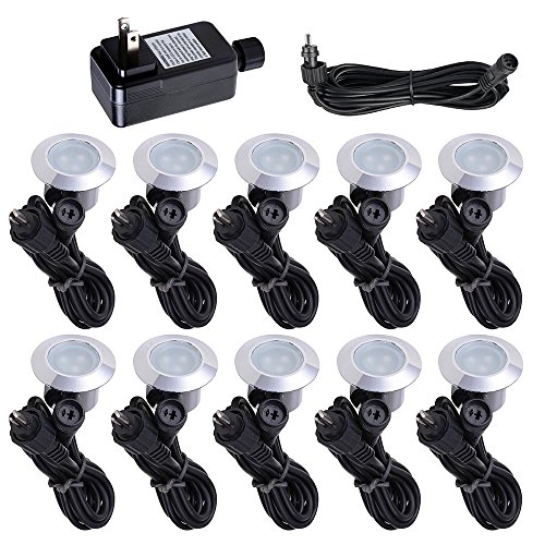 Yescom 10pc Deck Garden Mall Step Stair Landscape LED Lights Low Voltage IP65 Lamp wTransformer