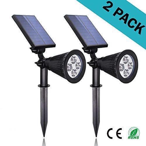 Solar Lights 2-in-1 Led Outdoor Landscape Lighting - 200 Lumens Spotlight – 2 Pack – Easy To Install – Waterproof