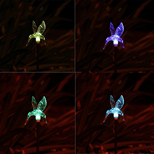 SG-SL-04 LED Solar Lawn Light Garden Courtyard Villa Decoration Landscape Pin Lamp Colorful Gradient Outdoor Waterproof Lamp - 3 Packs hummingbird