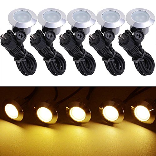 Yescom Set Of 5 Warm White Led Deck Lights Outdoor Garden Malls Stair Landscape Lamps Low Voltage Waterproof