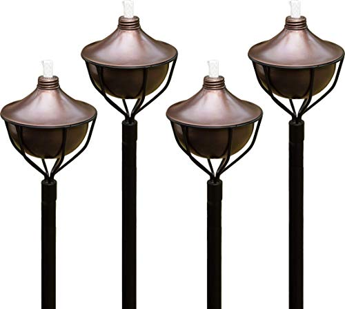 DUSQ All-In-One Citronella Garden Torch Modern Oil Rubbed Bronze Set of 4