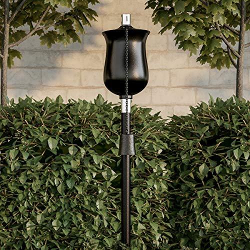 Pure Garden 50-218 Outdoor Torch Lamp-45 Black Metal Fuel Canister Flame Light for Citronella with Fiberglass Wick Adjustable Height for BackyardPatio