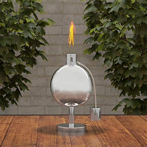 Pure Garden 50-220 Tabletop Torch Lamp-10 Stainless Steel Outdoor Fuel Canister Flame Light for Citronella with Fiberglass Wick for Backyard Patio