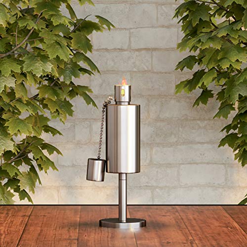 Pure Garden 50-221 Tabletop Torch Lamp-105 Stainless Steel Outdoor Fuel Canister Flame Light for Citronella with Fiberglass Wick for Backyard Patio