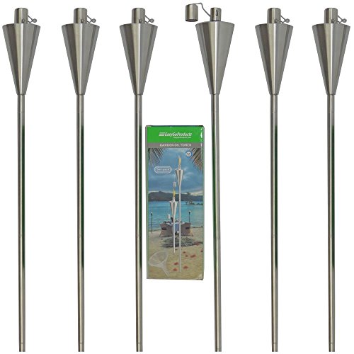 Tiki Torchndash 6 Pack - Outdoor Garden Oil Lamp Lanterns With Decorative Stainless Steel Canister And Stand Stake