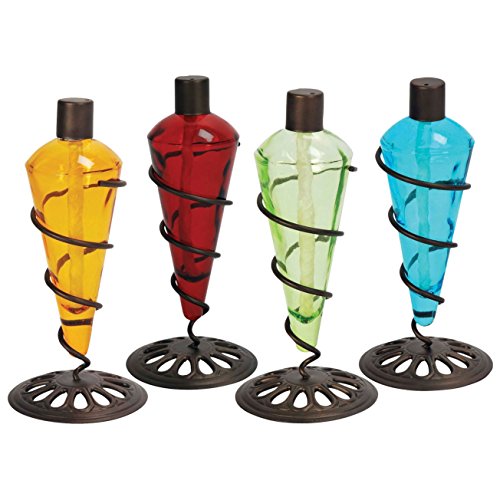 4 Pack 11 In Assorted Color Table Top Torch - Burning Citronella  Lamp Oil Product Sku Gd10079