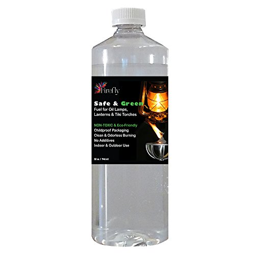 Firefly Safe Green Fuel - 32 oz - Odorless and Smokeless Burning - Use in Tiki Torches Oil Lamps Lanterns