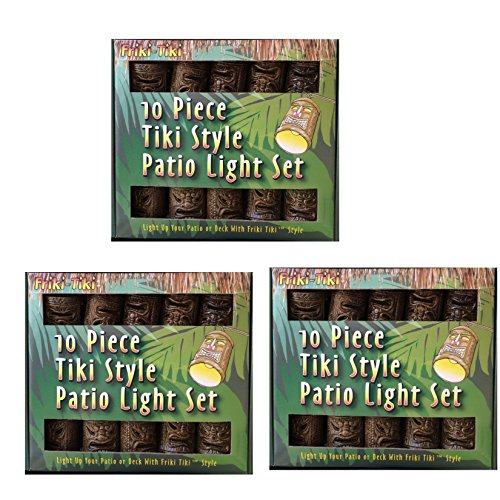 3 Pack  Friki-Tiki 10 Piece Natural Tiki Patio String Light Set 