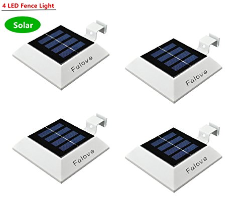 Falove Solar Powered 4 Led Light For Outdoor Garden Roof Gutter Fascia Boardfencetiki Hut Dog Housetree