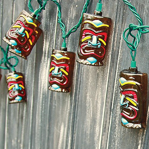 Indooroutdoor 85 Tiki Face String Light Set Of 10 3&quot Polynesian Masks
