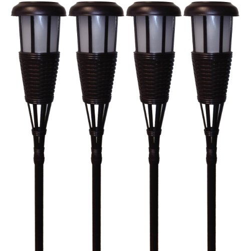 Newhouse Lighting Solar Flickering Led Tiki Torches Dark Chocolate 4-pack