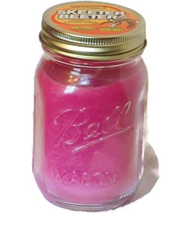 Skeeter Beeter Mason Jar Citronella Outdoor Candle Deet Free 12 oz Pink