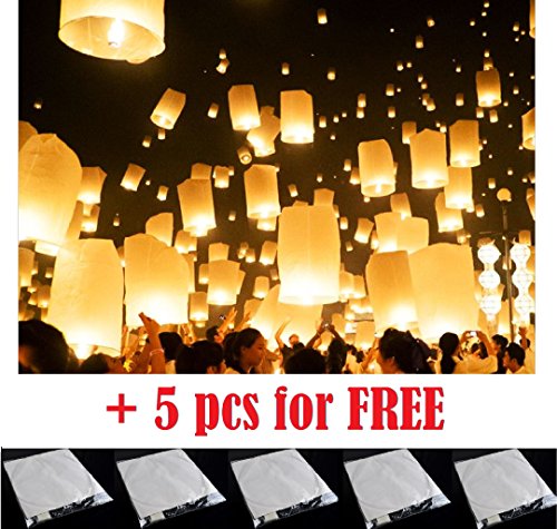 50 PCS  White flying Chinese Paper Lanterns Sky Fire Fly Candle Lamp for Wish Wedding  White color  Make a wish and release into the sky  by â˜…â˜…â˜… Royal â™› Shop â˜…â˜…â˜…