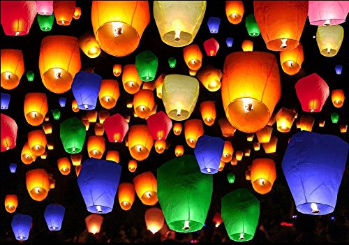 50pcs Mix Color Chinese Paper Lanterns Sky Fire Fly Candle Lamp for Wish Wedding