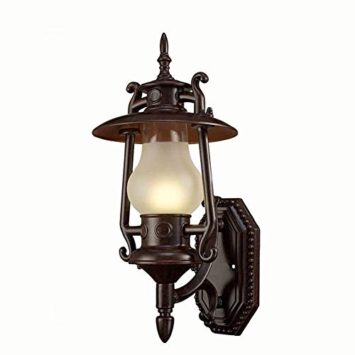 Hurffue IP55 Garden Creative Outdoor Wall Lamp Courtyard Balcony Decoration Wall Lantern Waterproof Exterior Bracket Light Kerosene Lantern Aluminum Lighting Wall Sconce E27 Edison