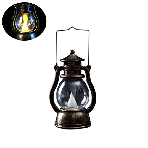 Mobestech LED Table Lantern Vintage Kerosene Hanging Lantern LED Candle Lantern for Halloween Christmas Home 2Pcs Bronze