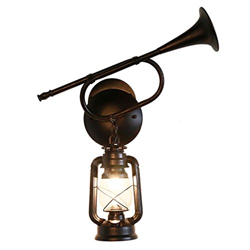 Rustic Creative Retro Horn Wall Lamp Restaurant Aisle Antique Classic Kerosene Lantern